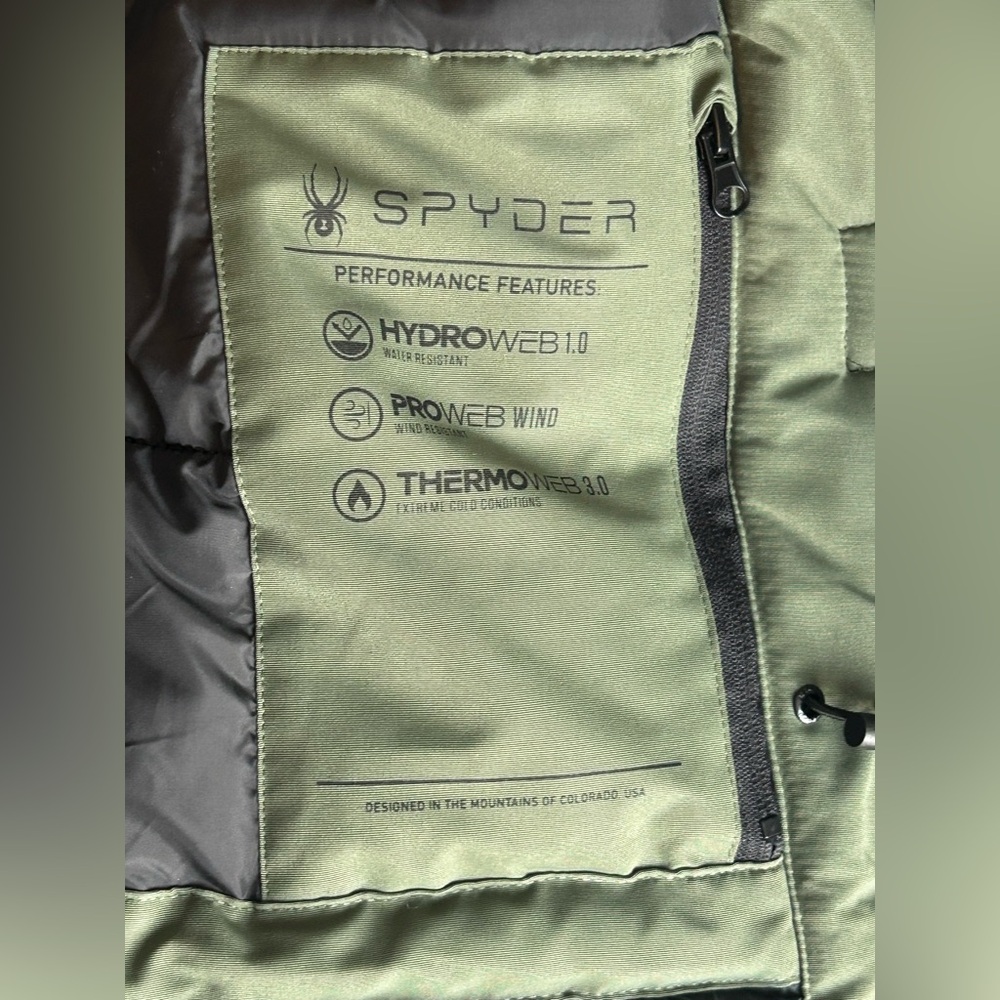 Spyder Women's Olive Hooded Puffer Coat - Picture 13 of 16